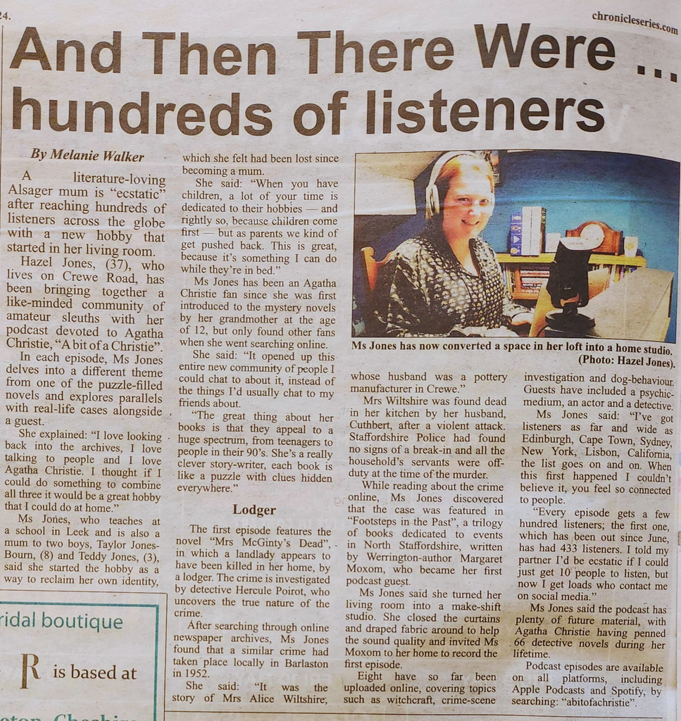 And then there were hundreds of listeners an article about the ABitOfAChristie Podcast